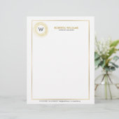 Gouden Faux Glitter Cirkel Logo Briefhoofd (Staand voorkant)