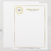 Gouden Faux Glitter Cirkel Logo Briefhoofd (Voorkant / Achterkant)