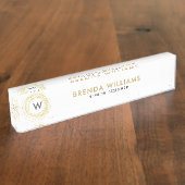 Gouden Faux Glitter Cirkel Logo Naambordje (Zijkant)