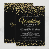 Gouden Faux Glitter Confetti Black Couple's Shower Kaart (Voorkant / Achterkant)