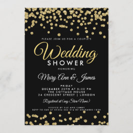 Gouden Faux Glitter Confetti Black Couple's Shower Kaart
