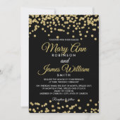 Gouden Faux Glitter Confetti Elegant Bruiloft Zwar Kaart (Voorkant)