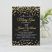 Gouden Faux Glitter Confetti Elegant Bruiloft Zwar Kaart (Staand voorkant)