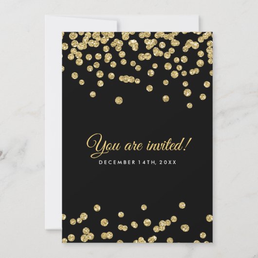 Gouden Faux Glitter Confetti Elegant Bruiloft Zwar Kaart (Achterkant)