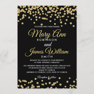 Gouden Faux Glitter Confetti Elegant Bruiloft Zwar Kaart