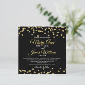 Gouden Faux Glitter Confetti Elegant Bruiloft Zwar Kaart (Staand voorkant)