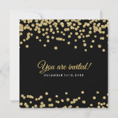Gouden Faux Glitter Confetti Elegant Bruiloft Zwar Kaart (Achterkant)