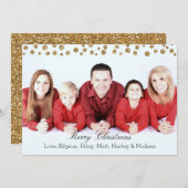 Gouden Faux Glitter Confetti Gepersonaliseerde Ker Feestdagenkaart (Voorkant / Achterkant)