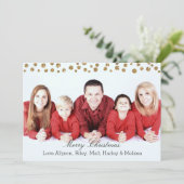 Gouden Faux Glitter Confetti Gepersonaliseerde Ker Feestdagenkaart (Staand voorkant)