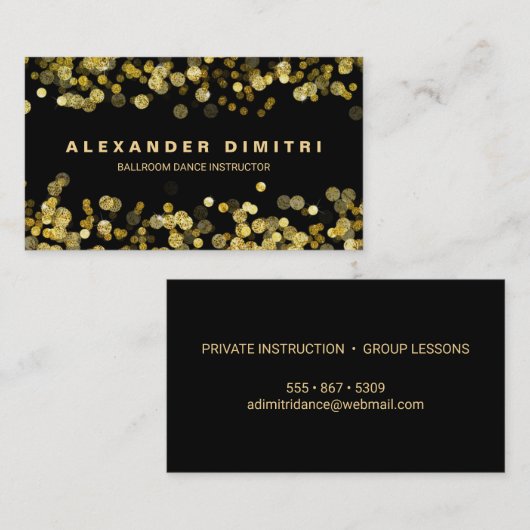 Gouden Faux Glitter Confetti Visitekaartje (Voorkant / Achterkant)