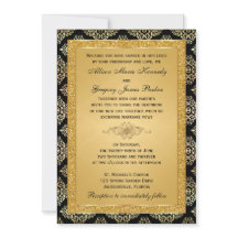 Gouden FAUX Glitter, Damask bruiloft uitnodiging