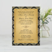 Gouden FAUX Glitter, Damask bruiloft uitnodiging (Staand voorkant)