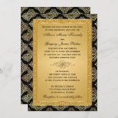 Gouden FAUX Glitter, Damask bruiloft uitnodiging (Voorkant / Achterkant)