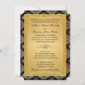 Gouden FAUX Glitter, Damask bruiloft uitnodiging (Voorkant)