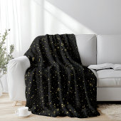Gouden faux glitter en sparkles op zwart fleece deken
