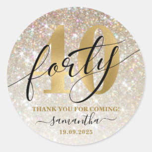 Gouden Faux Glitter & Folie 40ste verjaardagsfeest Ronde Sticker