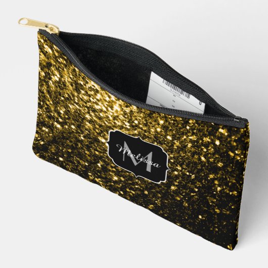Gouden faux glitter fonkelt Monogram Etui (Open)