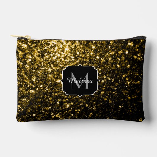 Gouden faux glitter fonkelt Monogram Etui (Voorkant)