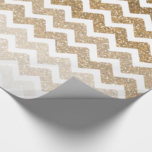 Gouden Faux Glitter Glitzy Chevron Ombre Verjaarda Cadeaupapier (Hoek)