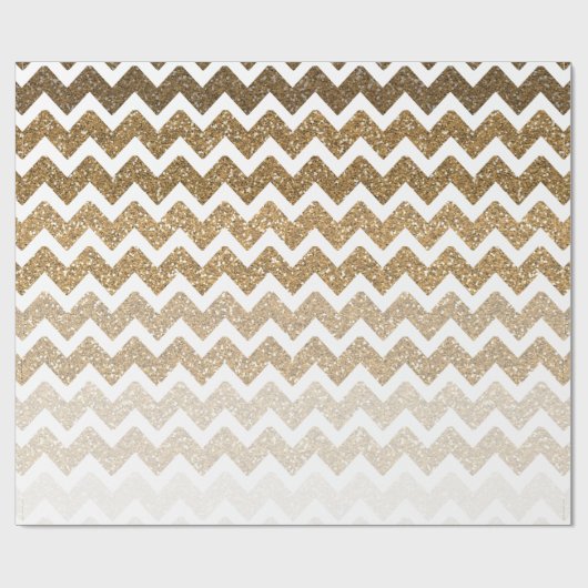 Gouden Faux Glitter Glitzy Chevron Ombre Verjaarda Cadeaupapier (Vlak)