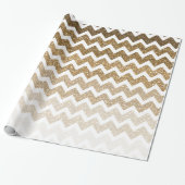 Gouden Faux Glitter Glitzy Chevron Ombre Verjaarda Cadeaupapier (Uitgerold)