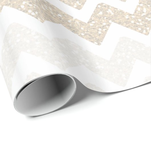 Gouden Faux Glitter Glitzy Chevron Ombre Verjaarda Cadeaupapier (Rol Hoek)