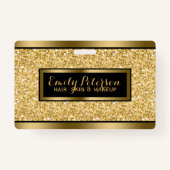 Gouden Faux Glitter Gouden en Zwarte Accenten Badge (Voorkant)