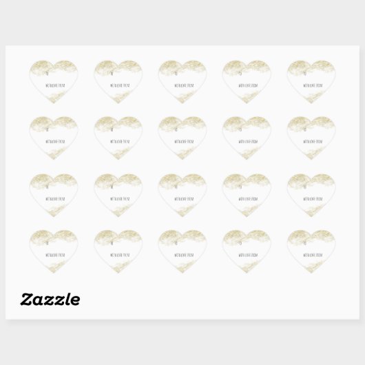 Gouden Faux Glitter Hart Hart Sticker (Vel)
