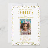 Gouden Faux Glitter Kinder Meisje Foto Verjaardag Kaart (Voorkant)