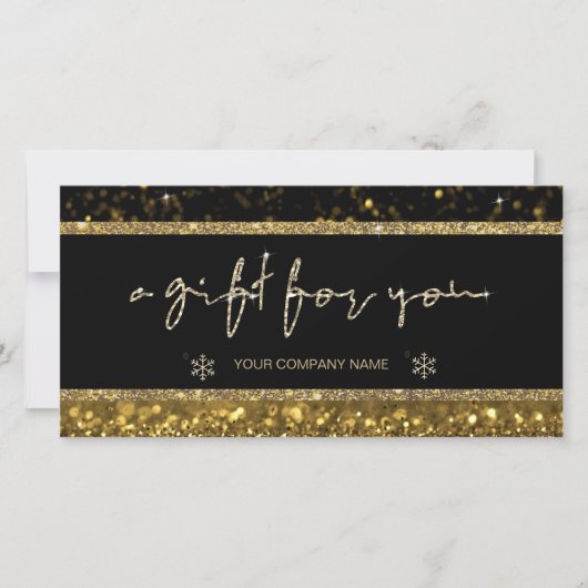 Gouden Faux Glitter Lights Cadeaubon (Voorkant)