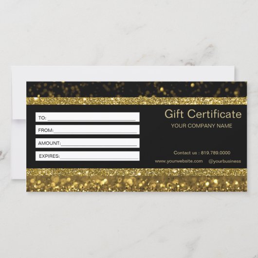 Gouden Faux Glitter Lights Cadeaubon (Achterkant)