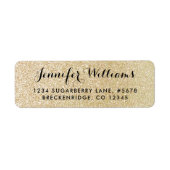 Gouden Faux Glitter Look Retouradres Label (Voorkant)