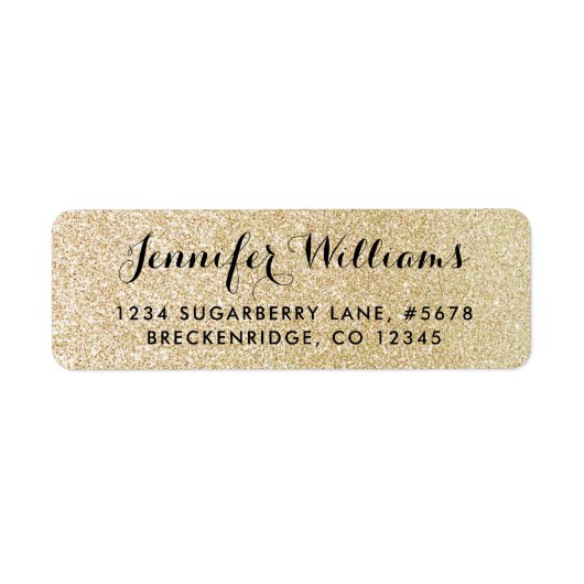 Gouden Faux Glitter Look Retouradres Label (Voorkant)