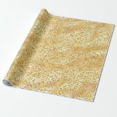 Gouden Faux Glitter Luipaard Print Cadeaupapier (Uitgerold)