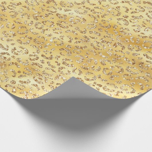 Gouden Faux Glitter Luipaard Print Cadeaupapier (Hoek)