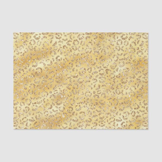 Gouden Faux Glitter Luipaard Print Tissuepapier (Voorkant)