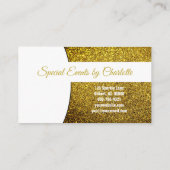 Gouden Faux Glitter met aangepaste foto & QR-code Visitekaartje (Achterkant)