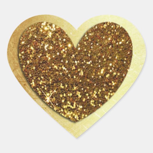 Gouden Faux Glitter Modern Hartvormig Sticker (Voorkant)