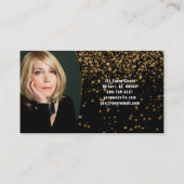 Gouden Faux Glitter Over Zwart Aangepaste Foto Visitekaartje (Achterkant)
