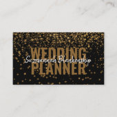 Gouden Faux Glitter Over Zwart Aangepaste Foto Visitekaartje (Voorkant)