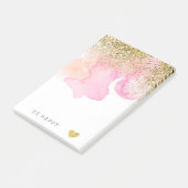 Gouden Faux Glitter Roze Peach Waterverf Post-it® Notes (Schuin)