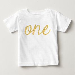 Gouden Faux Glitter Script 1e Verjaardag