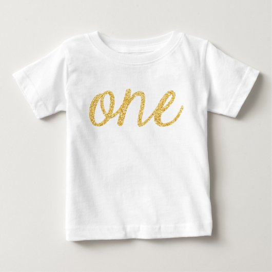 Gouden Faux Glitter Script 1e Verjaardag (Voorkant)