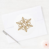 Gouden Faux Glitter Sneeuwvlok Ronde Sticker (Envelop)