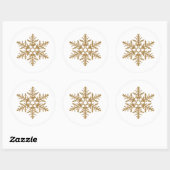 Gouden Faux Glitter Sneeuwvlok Ronde Sticker (Vel)