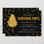 Gouden Faux Glitter Tree Modern Kerstfeest Kaart (Voorkant / Achterkant)