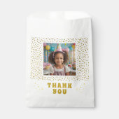 Gouden Faux Glitter Verjaardag Meisje Foto Dank u Bedankzakje (Voorkant)