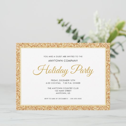 Gouden Faux Glitter | Zakelijke feestdag Kaart (Staand voorkant)