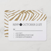Gouden Faux Glitter Zebra Print RSVP (Voorkant / Achterkant)