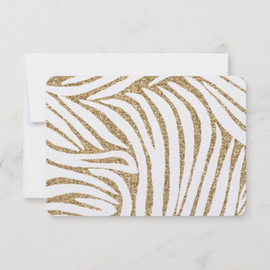 Gouden Faux Glitter Zebra Print RSVP Kaartje (Achterkant)